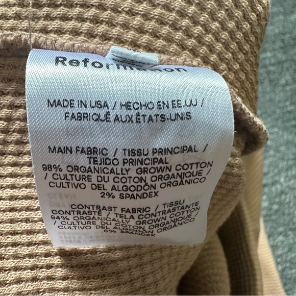 Reformation Pants Women Medium Tan Waffle Joggers Sweatpants Organic Cotton USA - Picture 9 of 15